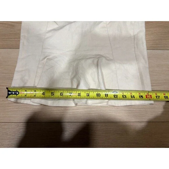 Ralph Lauren White Linen Blend Skirt w/ Brown Leather Trim Buckle Detail Size 2 - Picture 2 of 9